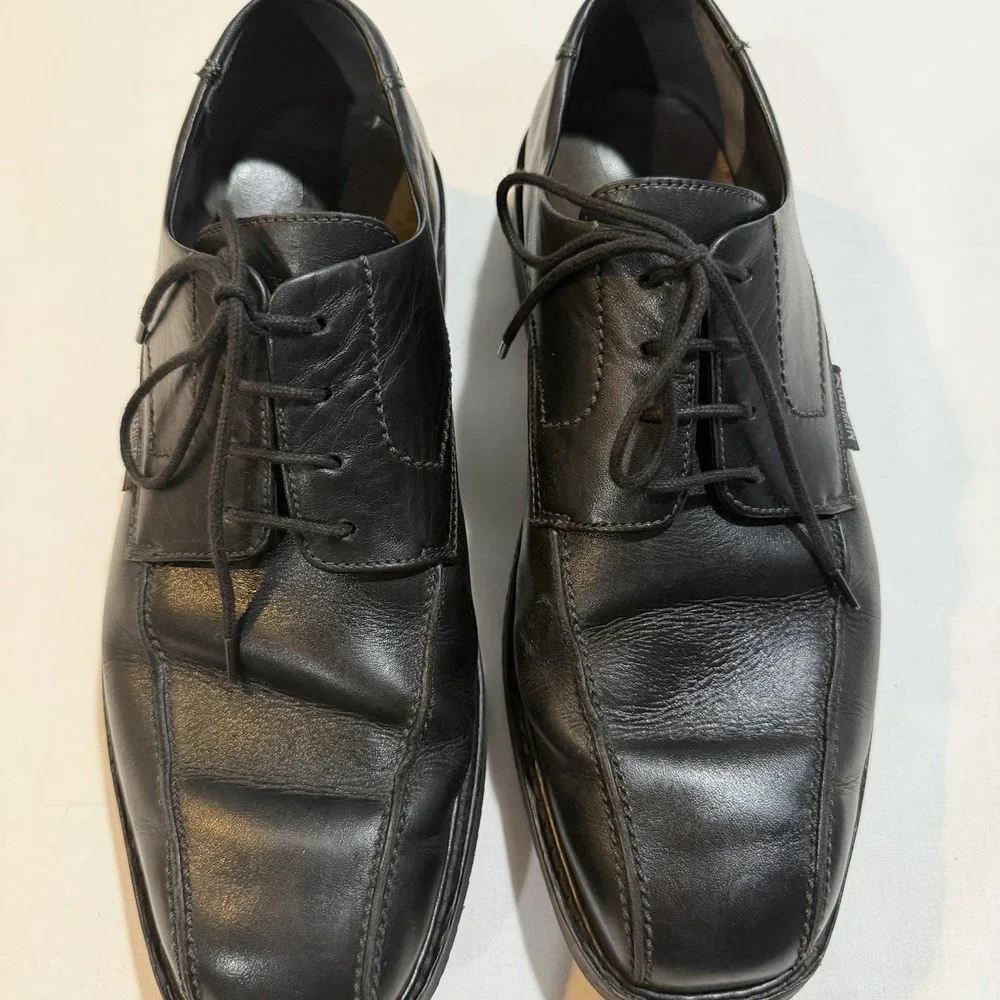 Mephisto Goodyear Welt Leather Derby Shoes Black Men's US 8.5